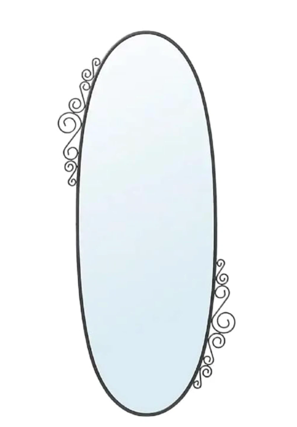Oval Wall Mirror with Ornate Metal Frame - photo 3