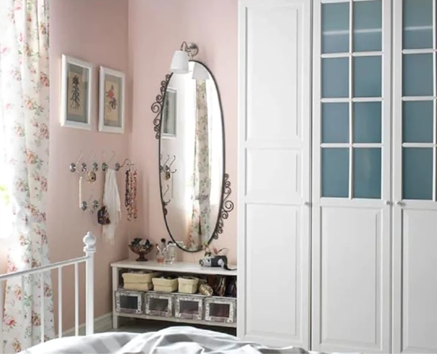 Oval Wall Mirror with Ornate Metal Frame - photo 2