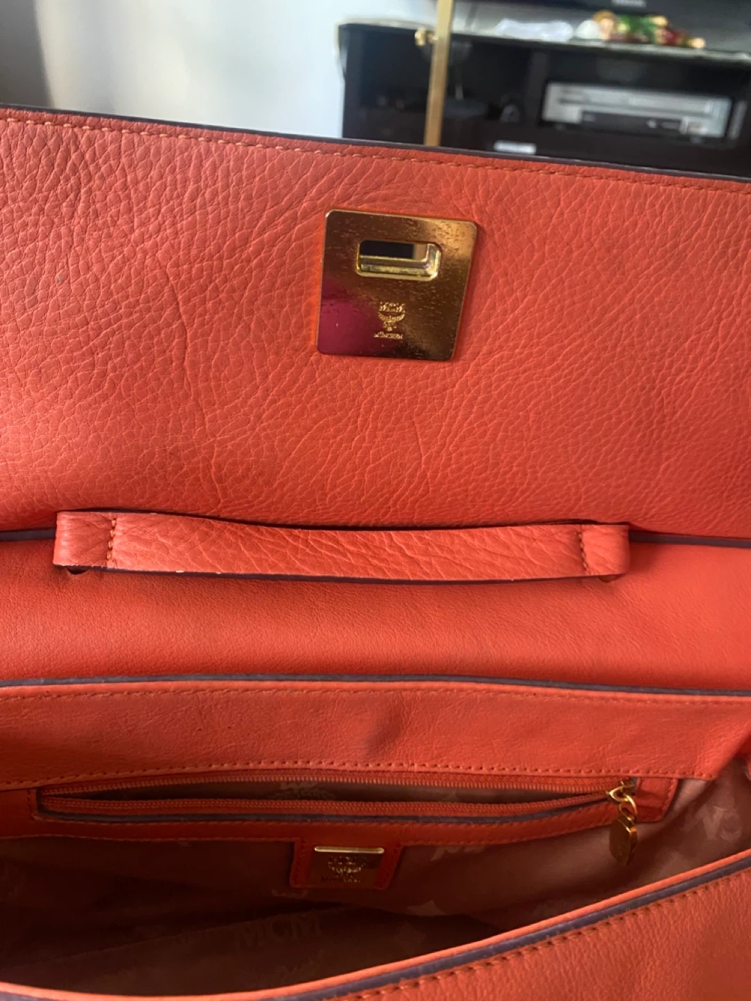 MCM Orange Leather Satchel Handbag - photo 4