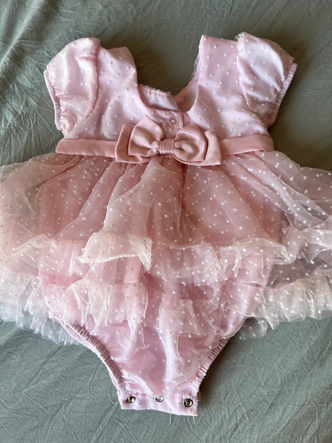 Pink Polka Dot Tulle Baby Romper Dress