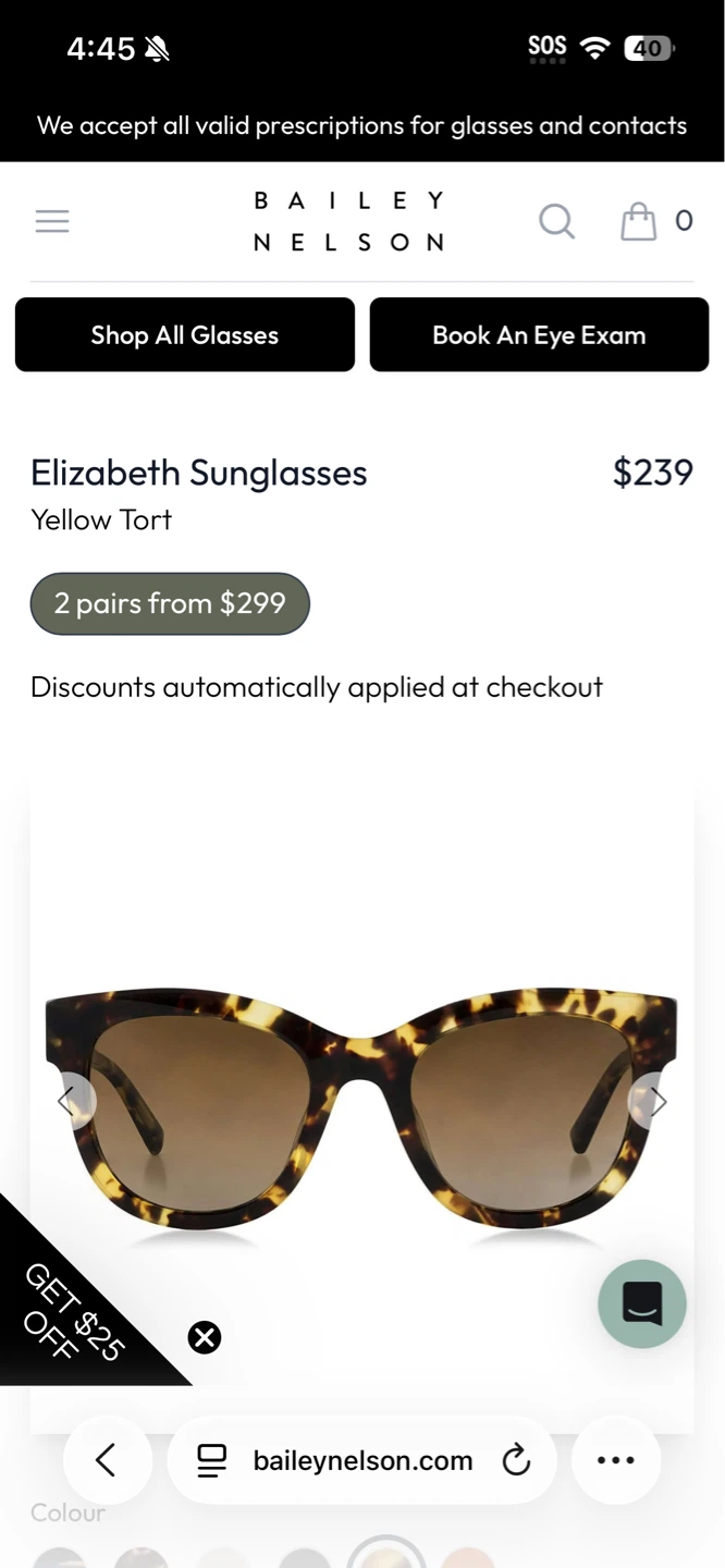 Bailey Nelson Elizabeth Sunglasses Yellow Tort