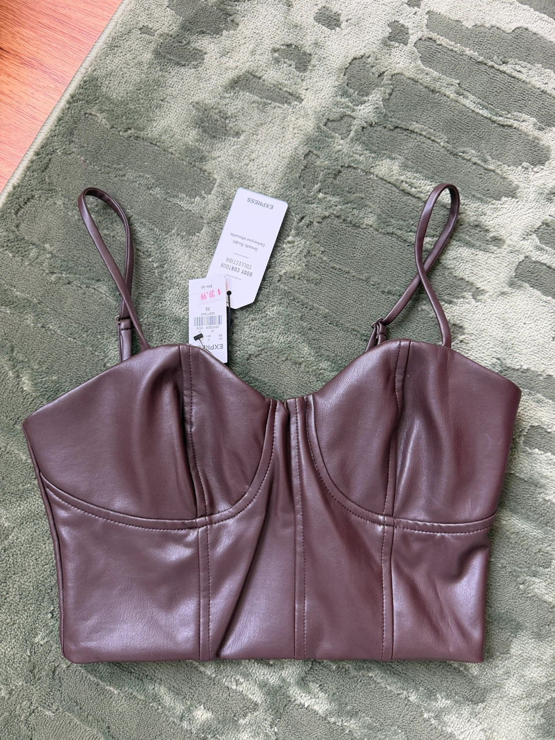 Express Body Contour Leather Corset Top XS