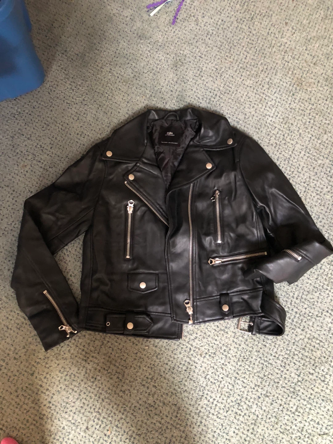 Zara Black Faux Leather Moto Jacket