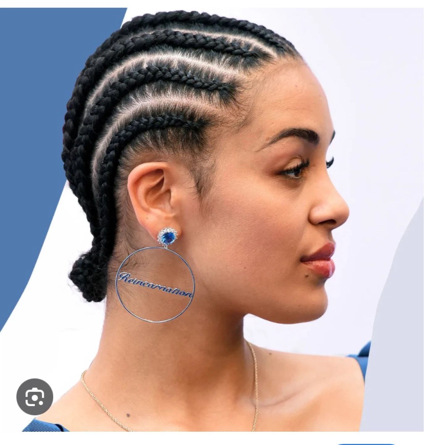 Large Hoop Earrings "Reincarnation" with Blue Gemstones