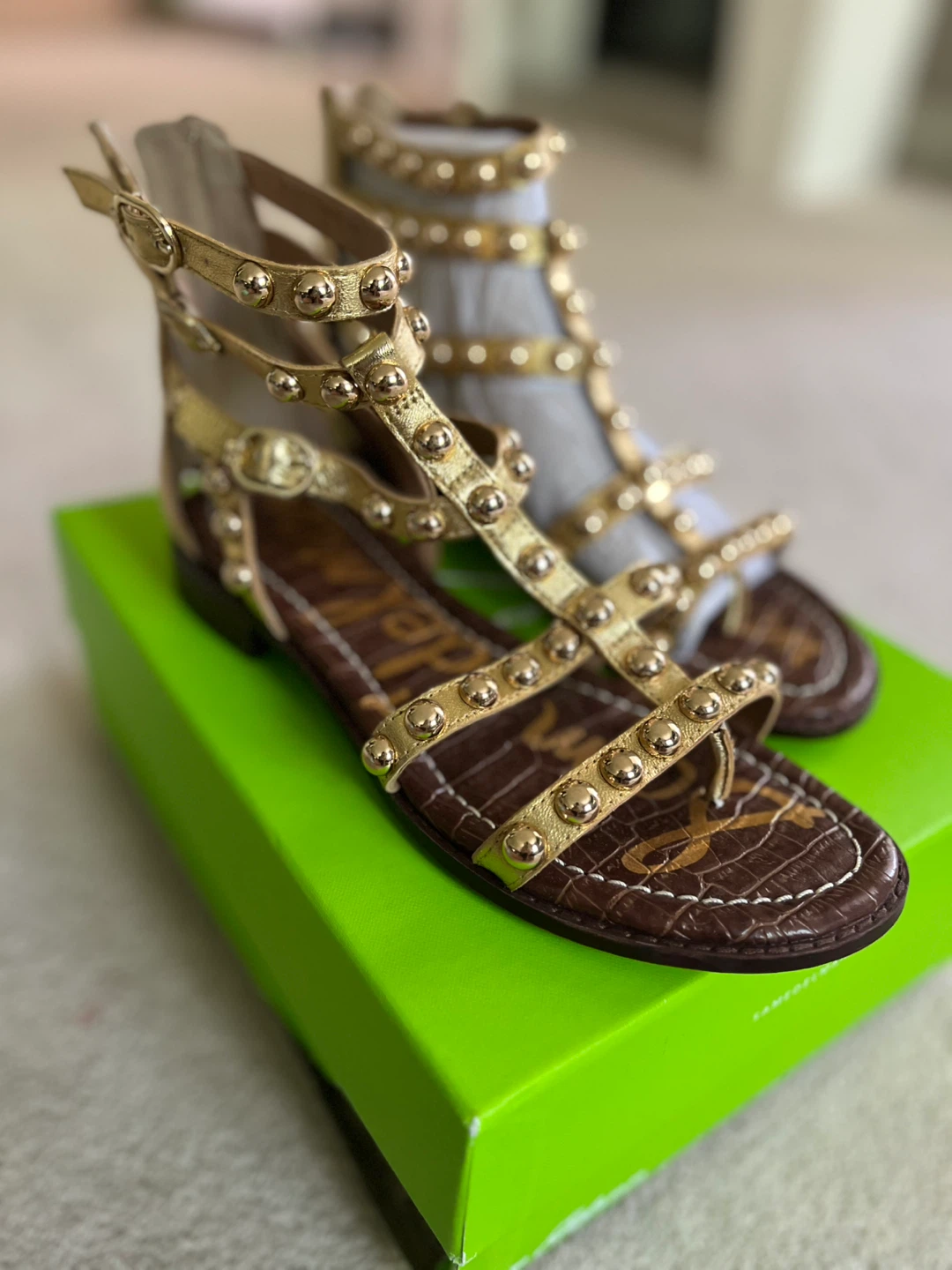 Sam Edelman Gold Studded Gladiator Sandals Size 7