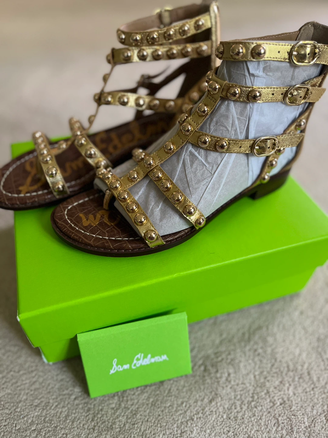 Sam Edelman Gold Studded Gladiator Sandals Size 7 - photo 2