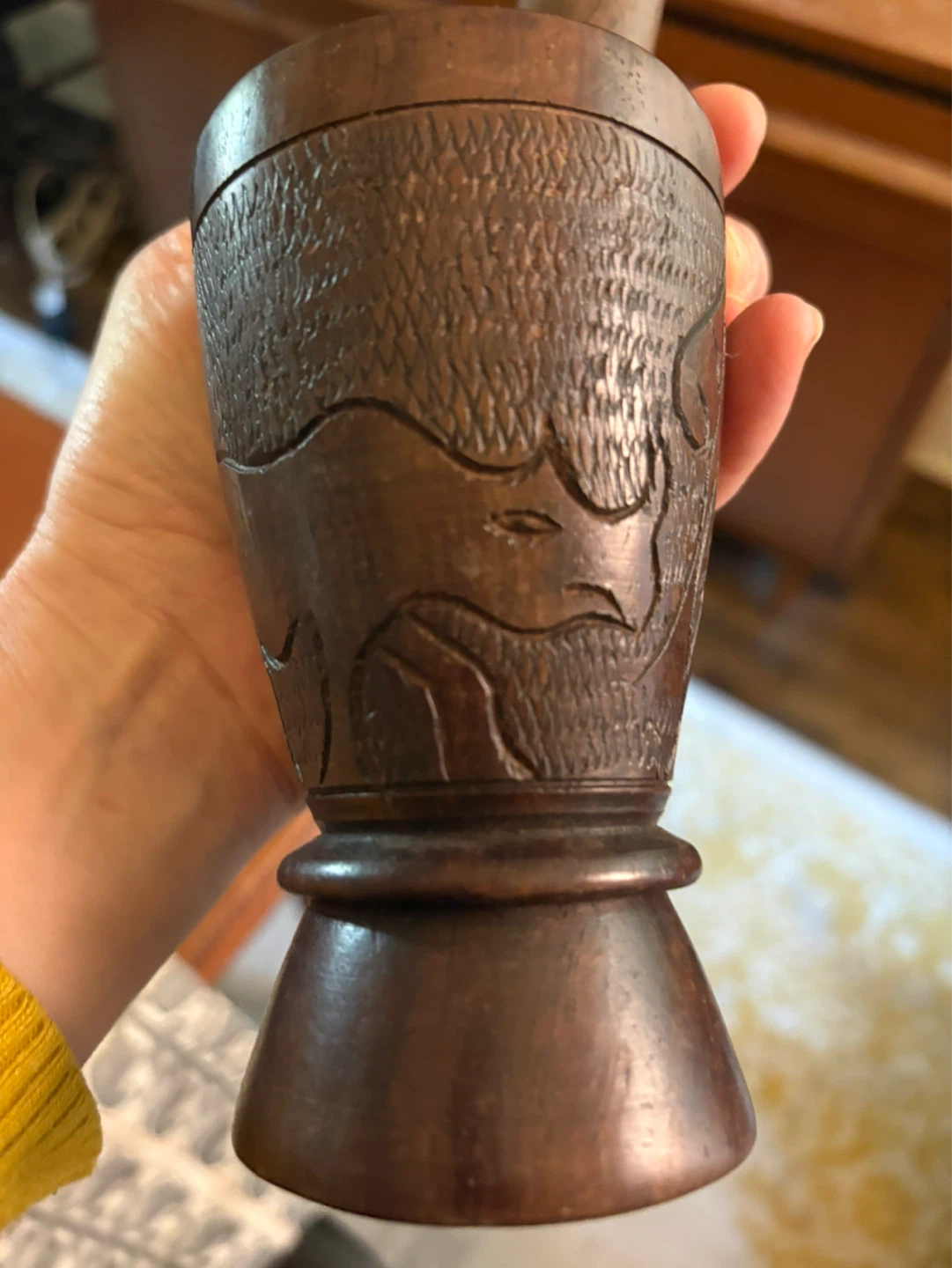 Carved Wooden Mortar and Pestle Set - photo 2
