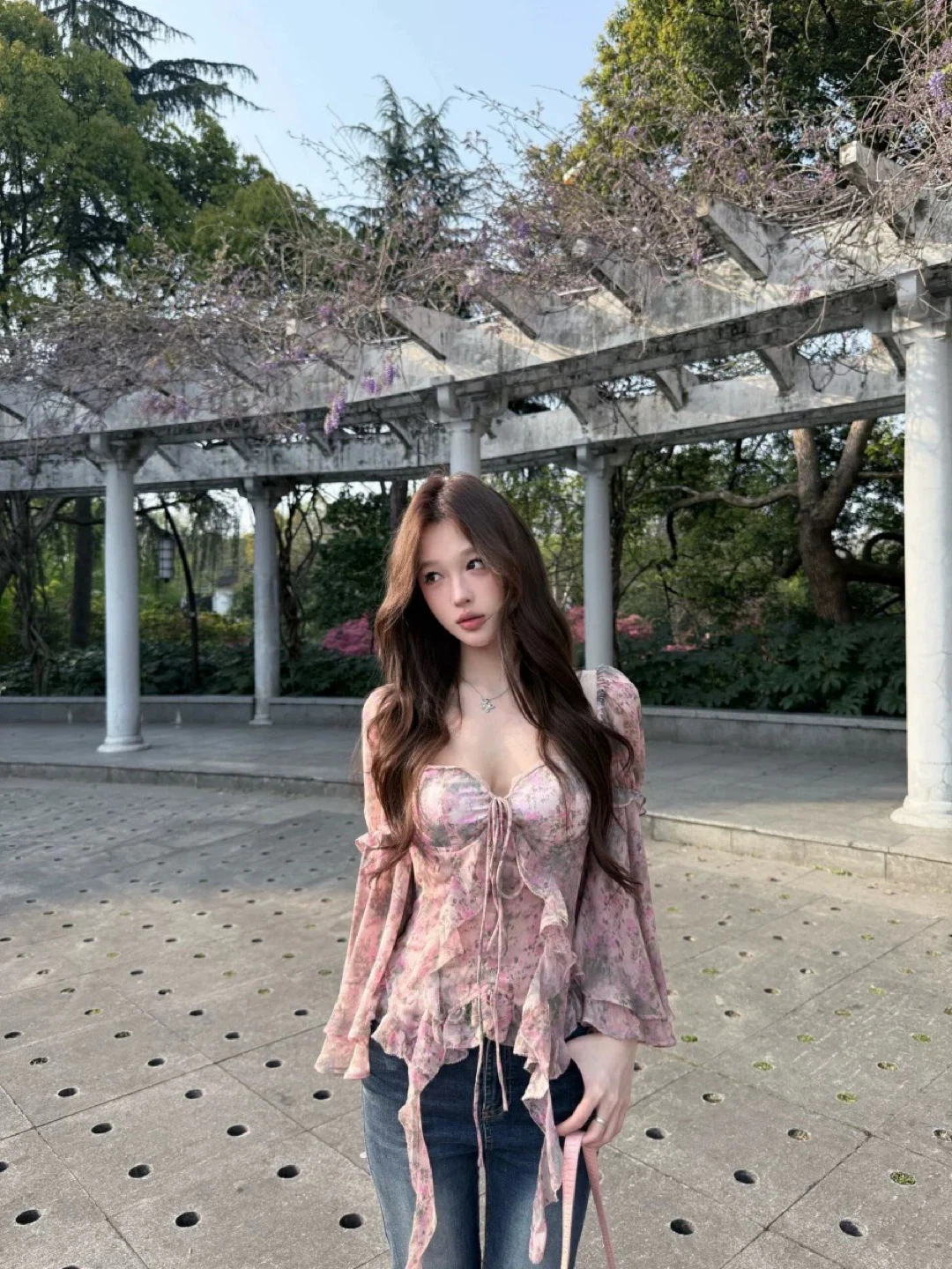 Pink Floral Ruffle Long Sleeve Top - photo 2