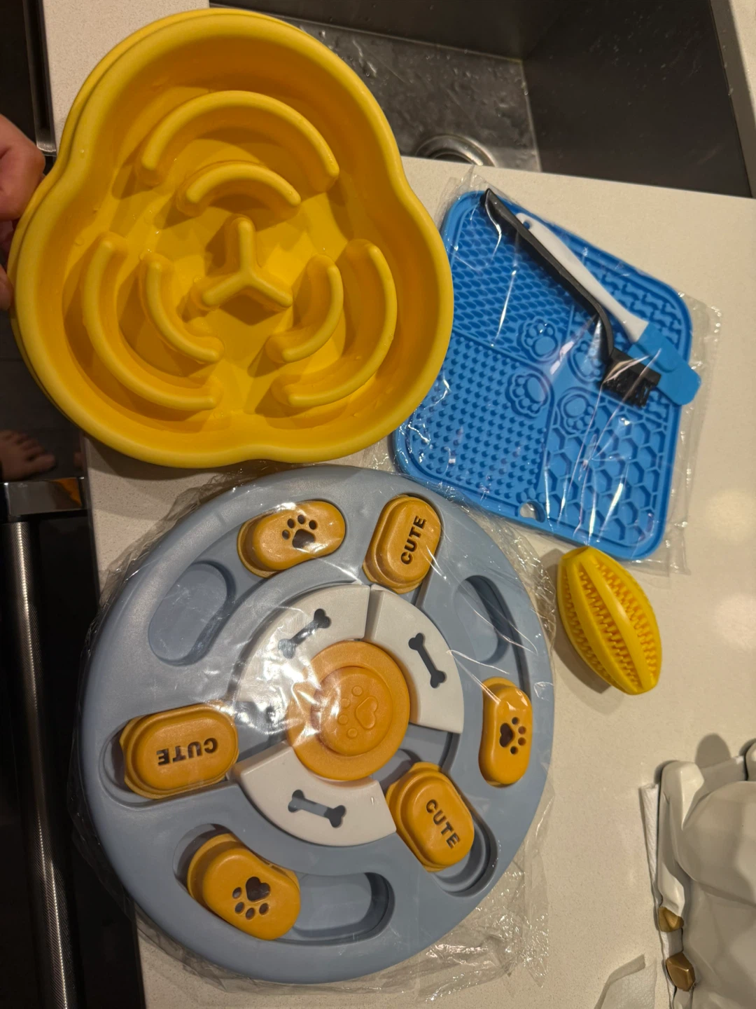 Pet Slow Feeder Bowl and Treat Puzzle Toys