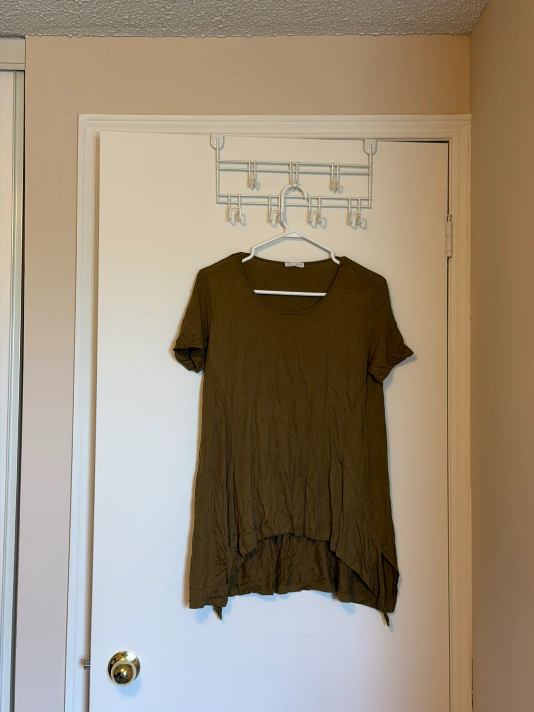 Zara Olive Green Asymmetrical Tunic Top