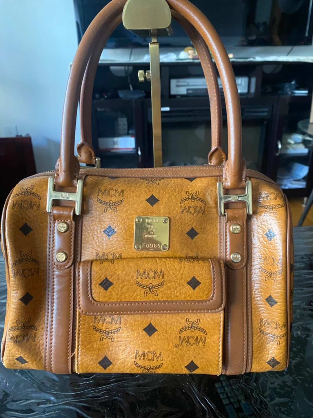MCM Visetos Boston Bag