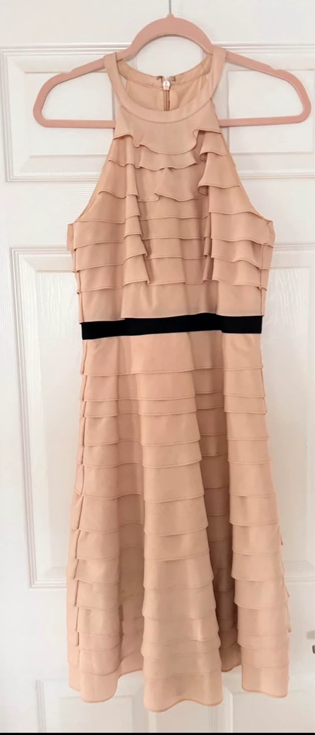 Beige Ruffled Halter Dress with Black Accent - photo 2
