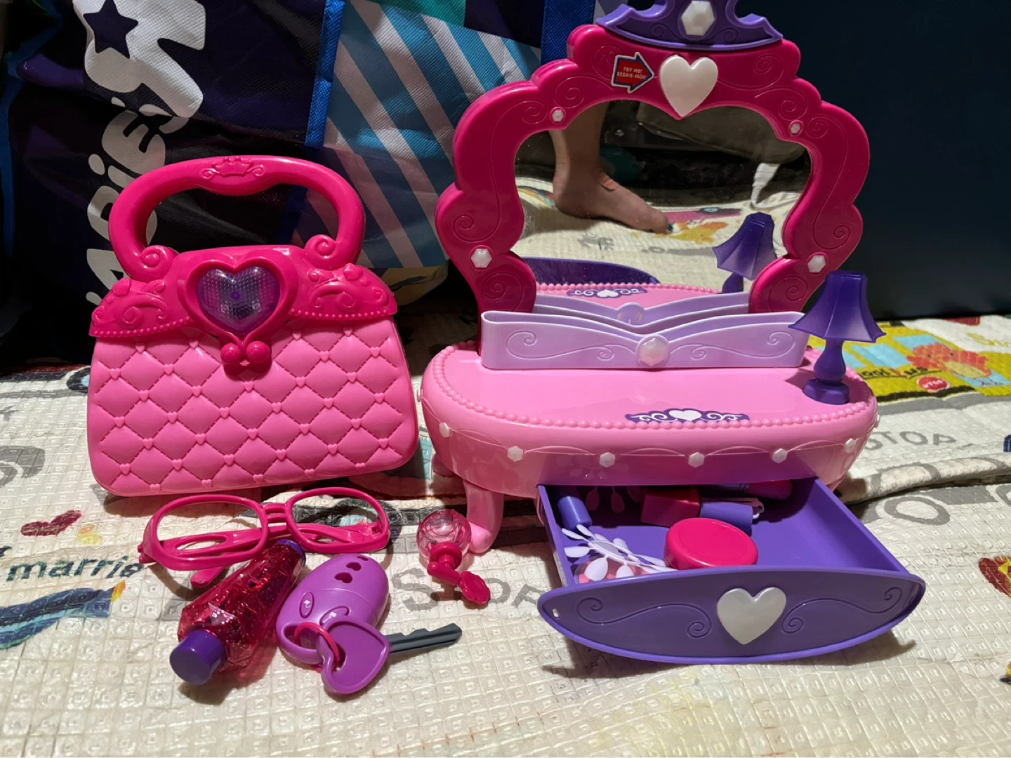 Pink Toy Vanity Set with Purse and Accessories