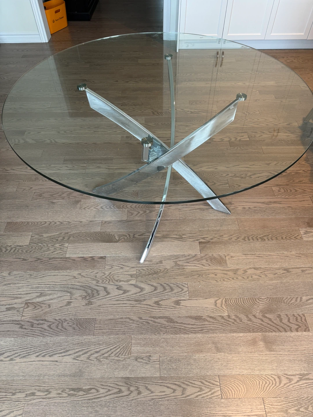 Round Glass Dining Table with Chrome Base - photo 3