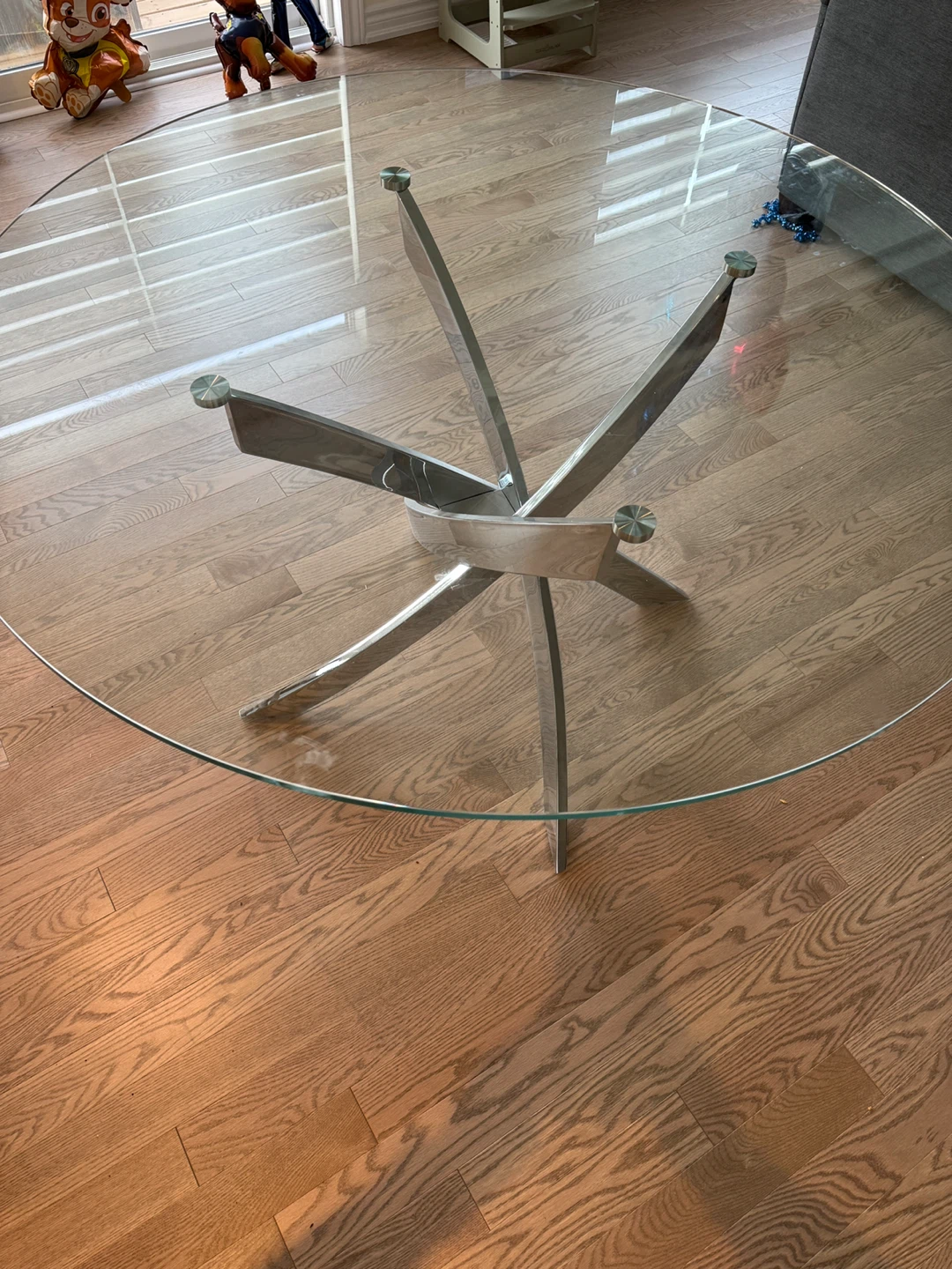 Round Glass Dining Table with Chrome Base