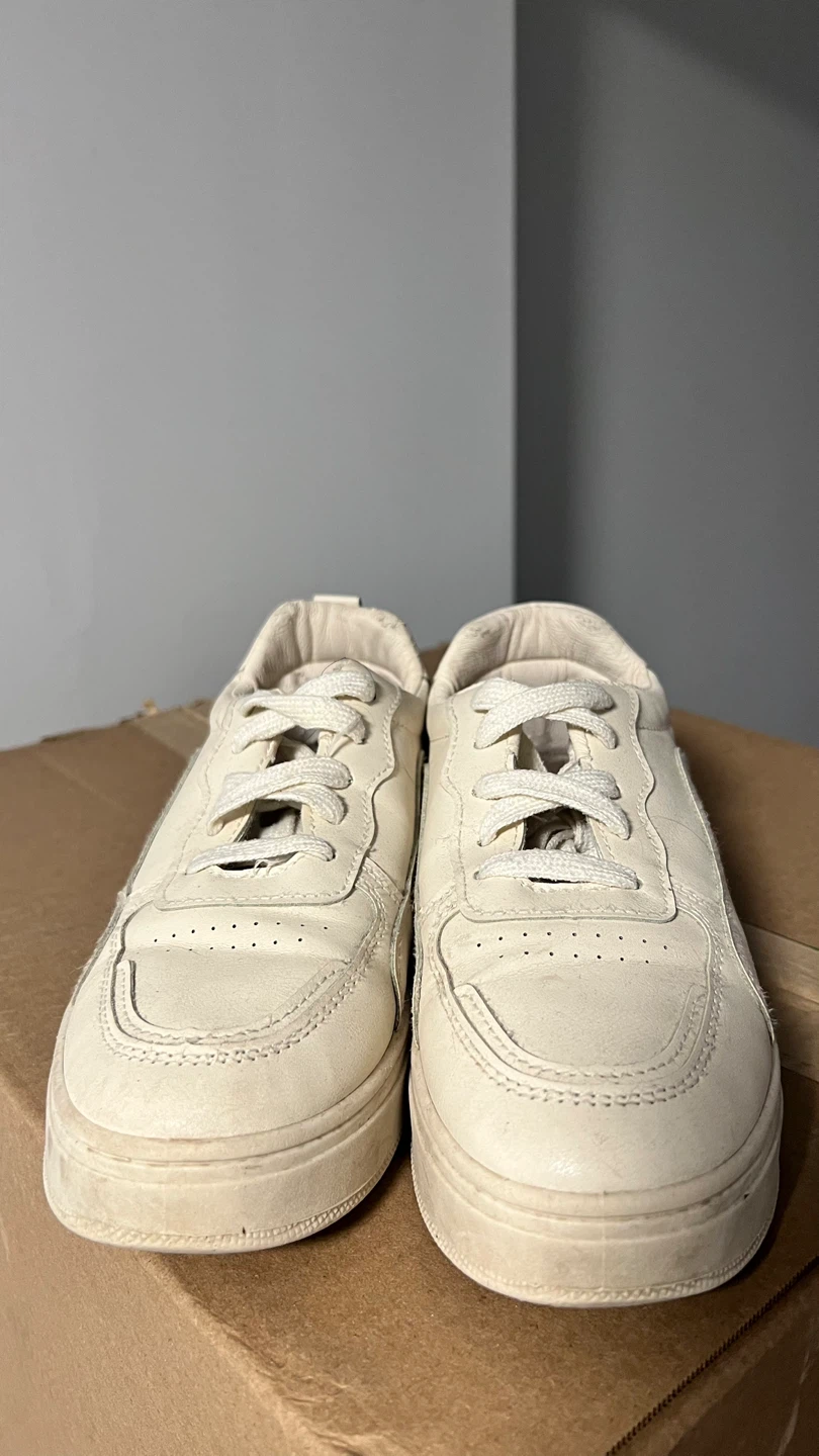 Cream Leather Lace-Up Sneakers - photo 3