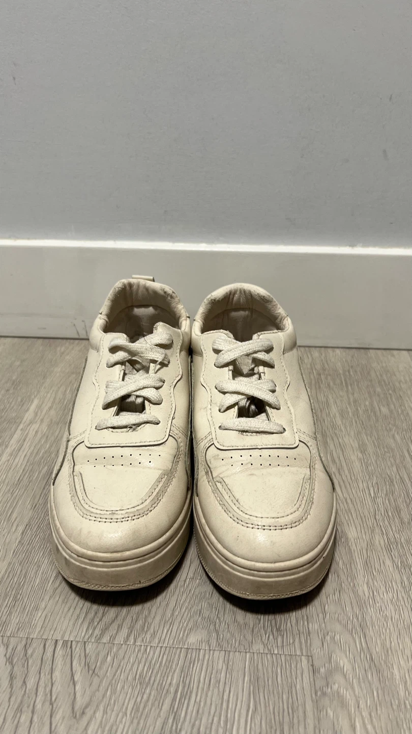 Cream Leather Lace-Up Sneakers - photo 2