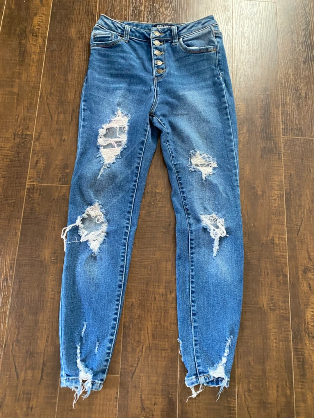 WAX Jean Distressed Blue Skinny Jeans Size 5