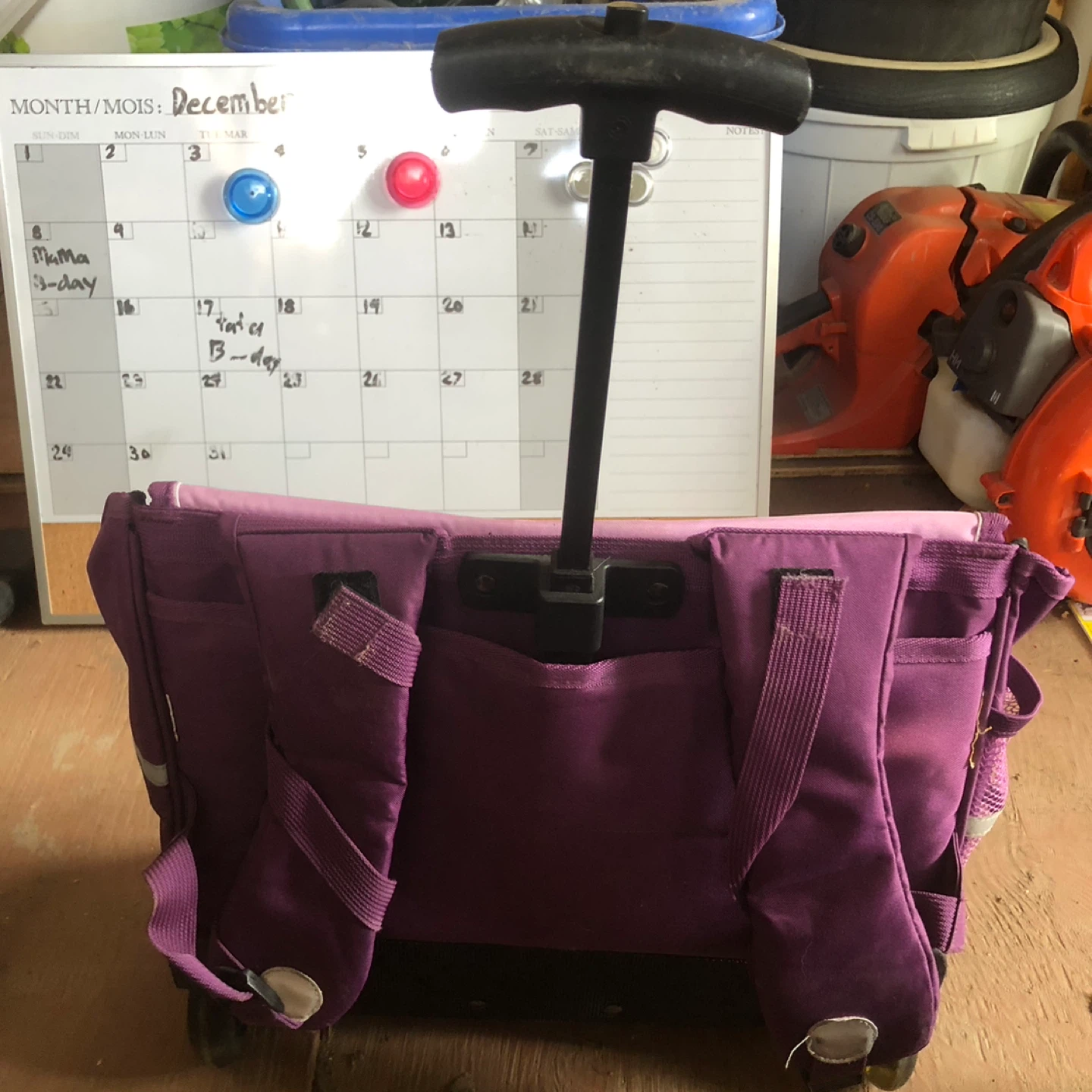 Purple Rolling Backpack with Cat and Butterfly Design - photo 2