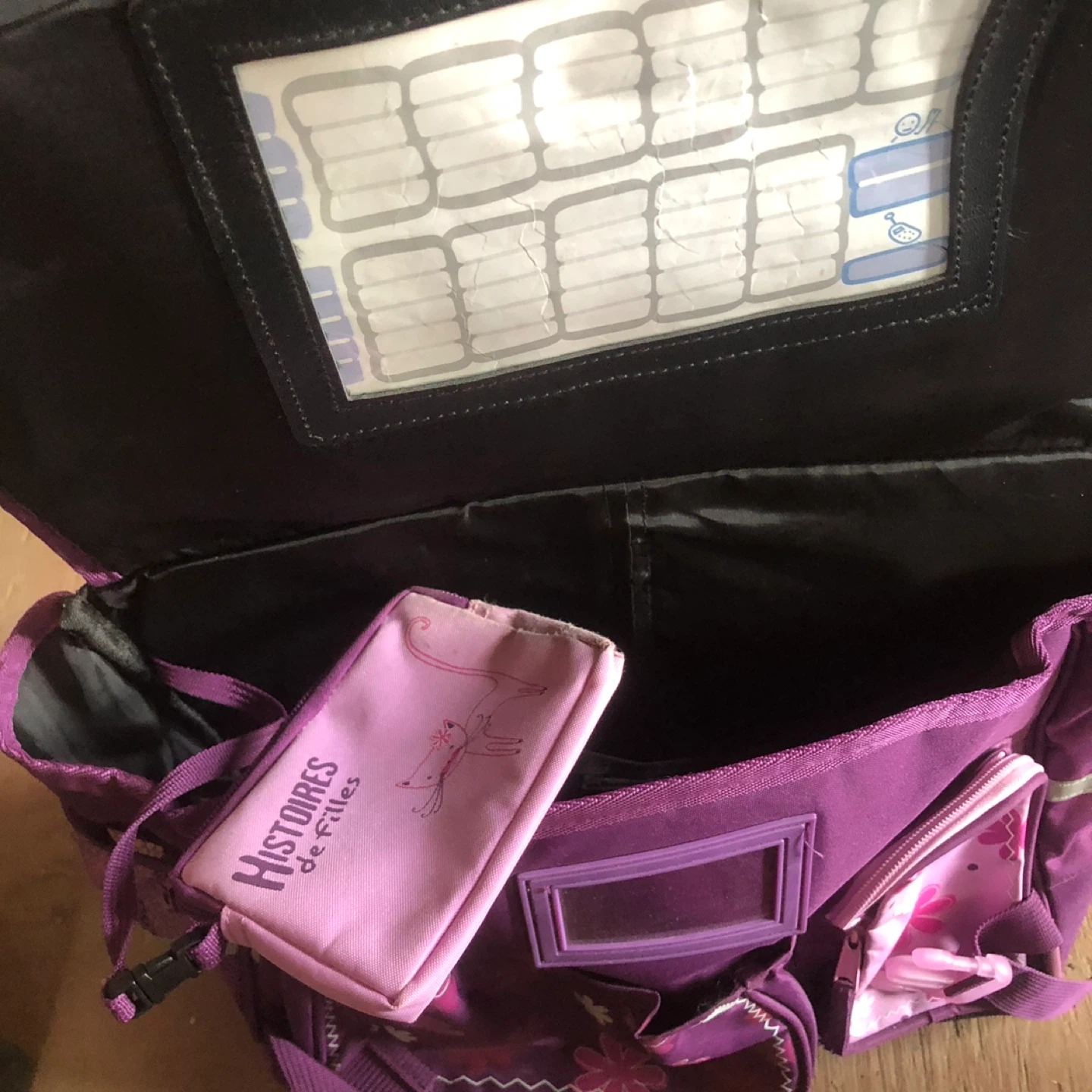 Purple Rolling Backpack with Cat and Butterfly Design - photo 4