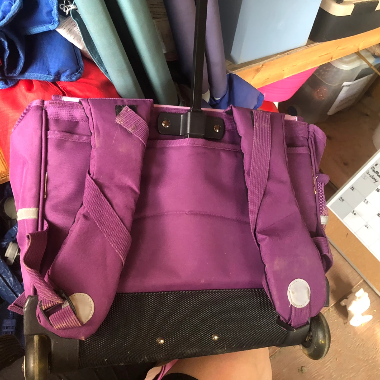 Purple Rolling Backpack with Cat and Butterfly Design - photo 3