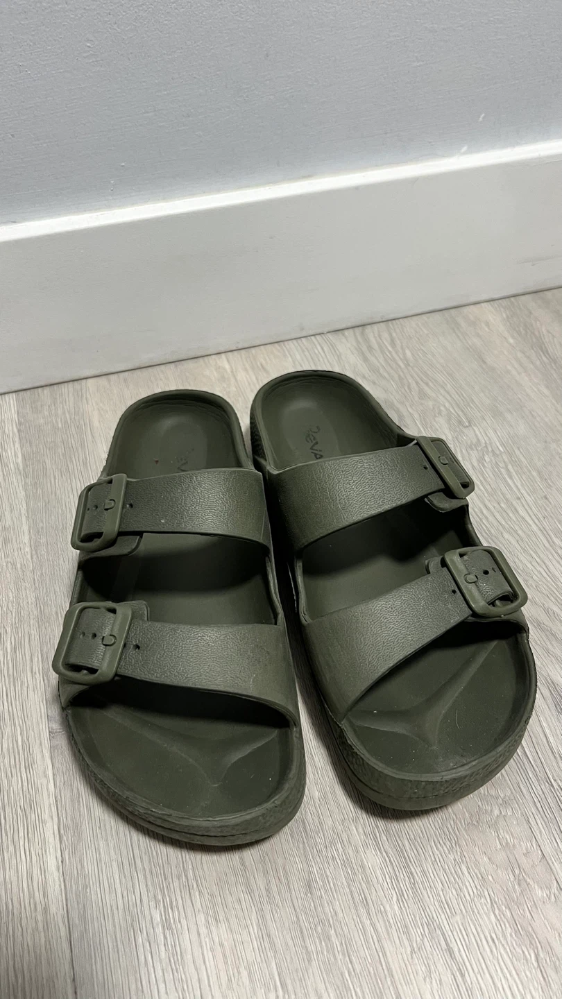 Reva Olive Green Slides Size 38
