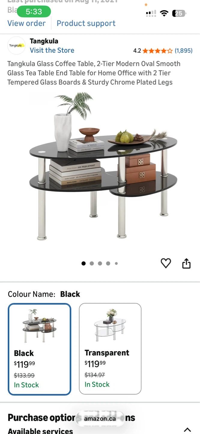 NEW Unpacked TangKula 2-Tier Glass Coffee Table - Black - photo 5