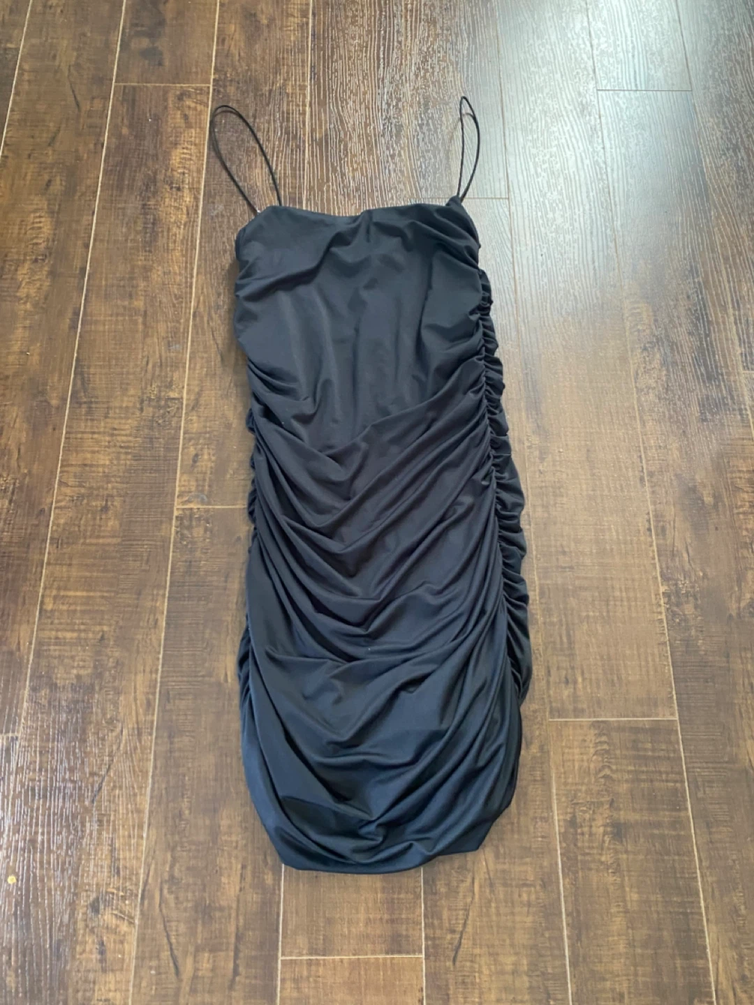 Streetwear Society Black Ruched Mini Dress Size L
