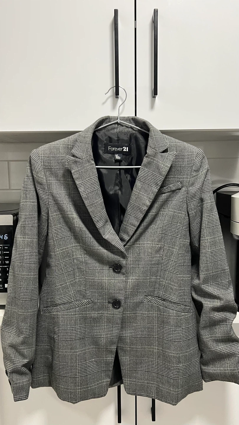 Forever 21 Grey Plaid Blazer Size S/P - photo 2