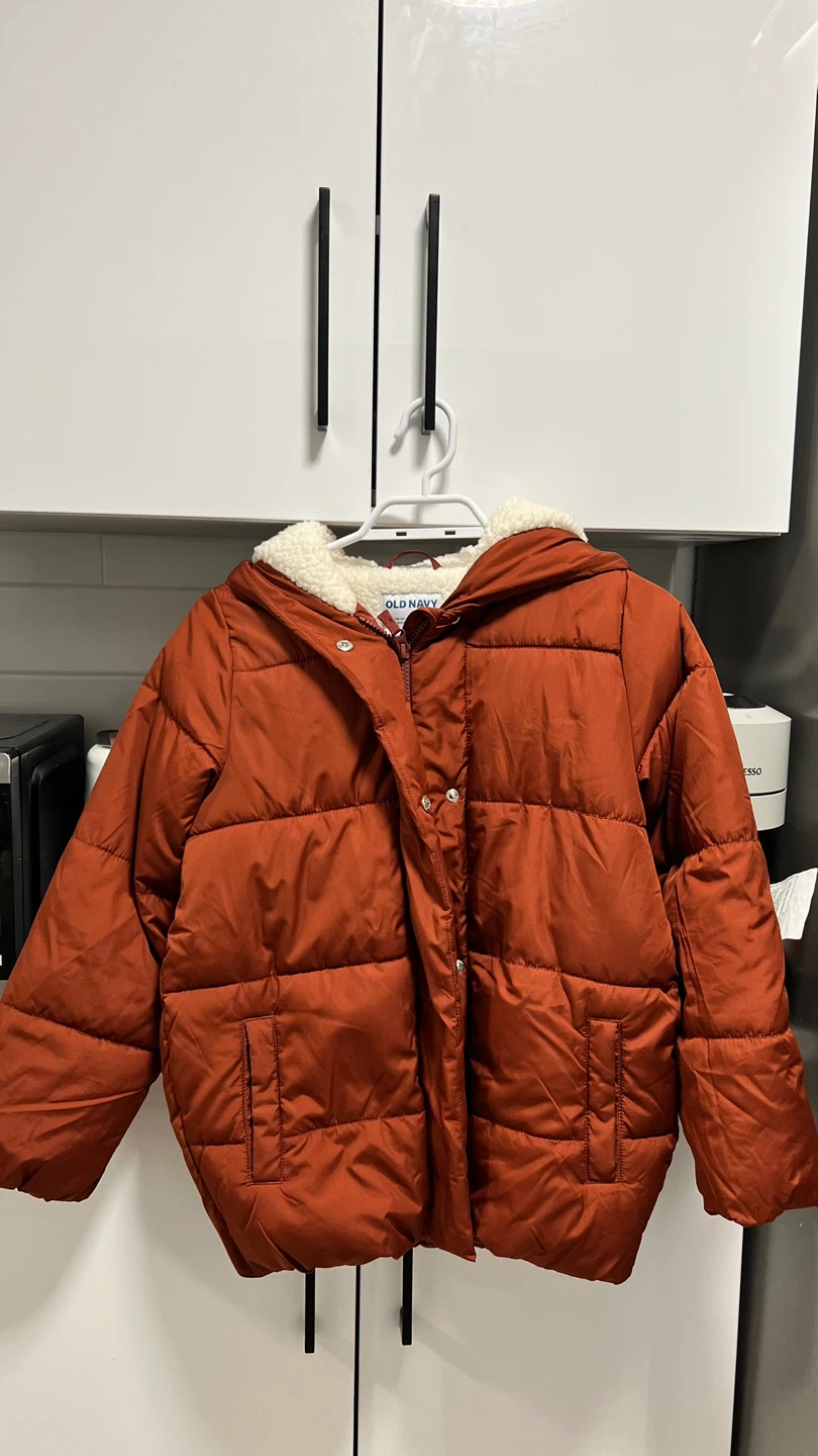 Old Navy Girls Puffer Jacket Size L (10-12) Rust Orange