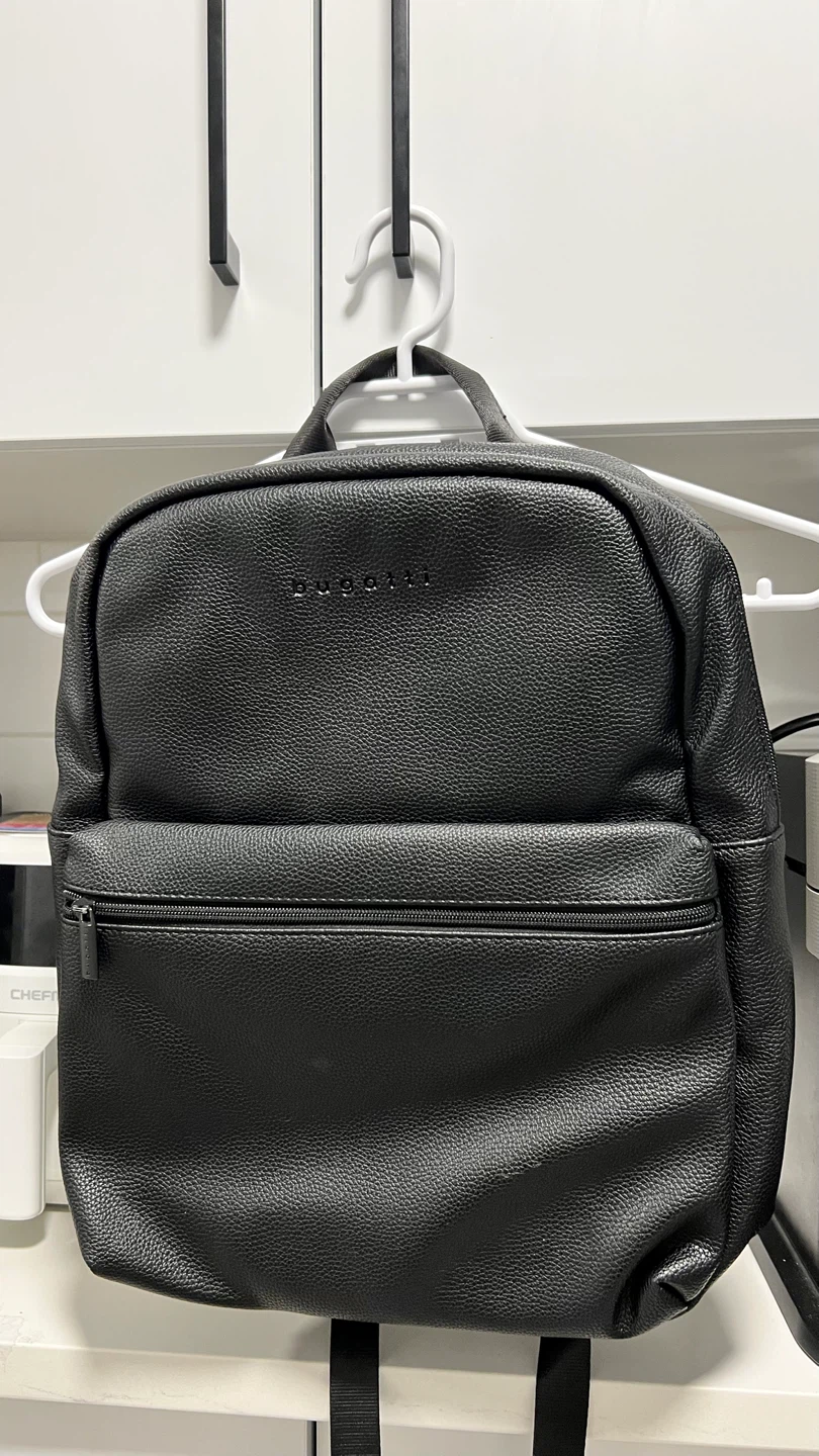 Bugatti Black Leather Backpack