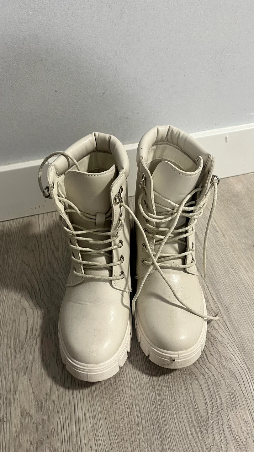 Street Work White Combat Boots