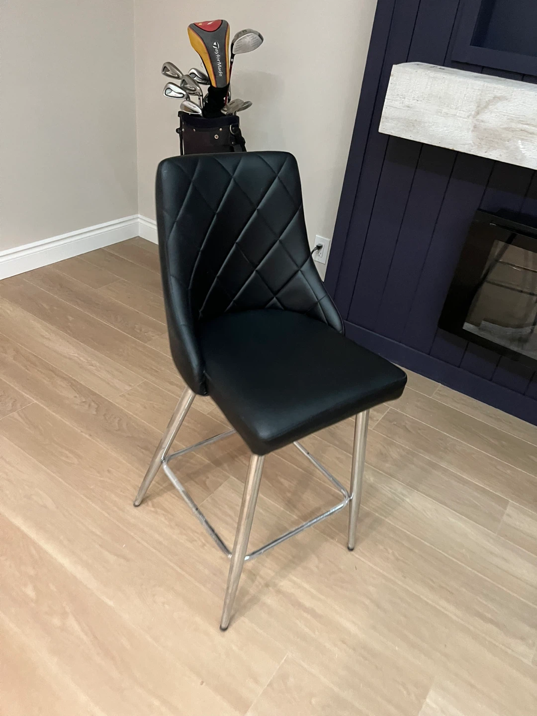 Black Faux Leather Bar Stools (Set of 2) - photo 2