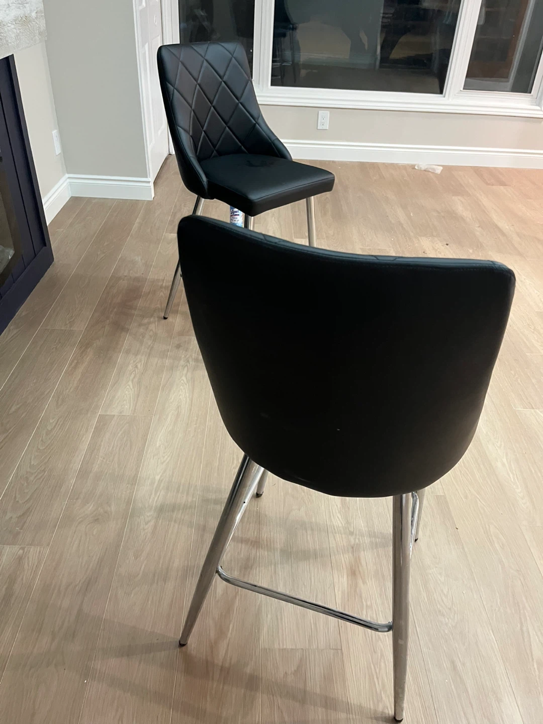 Black Faux Leather Bar Stools (Set of 2)