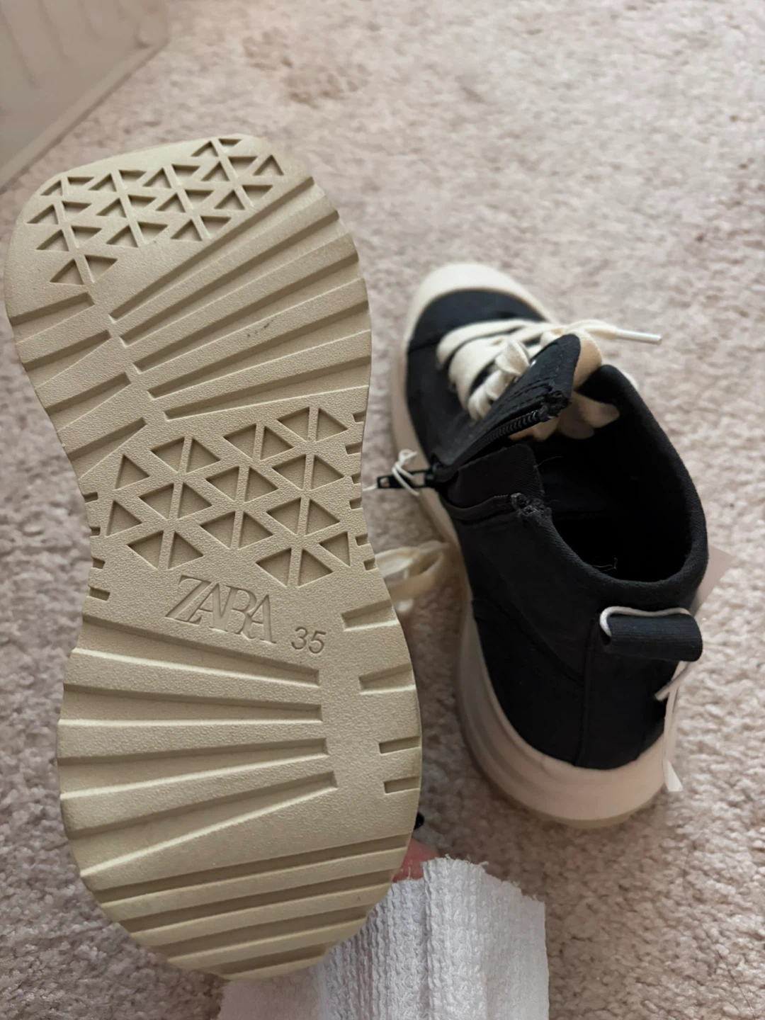 ZARA Black Canvas High Top Sneakers - photo 4