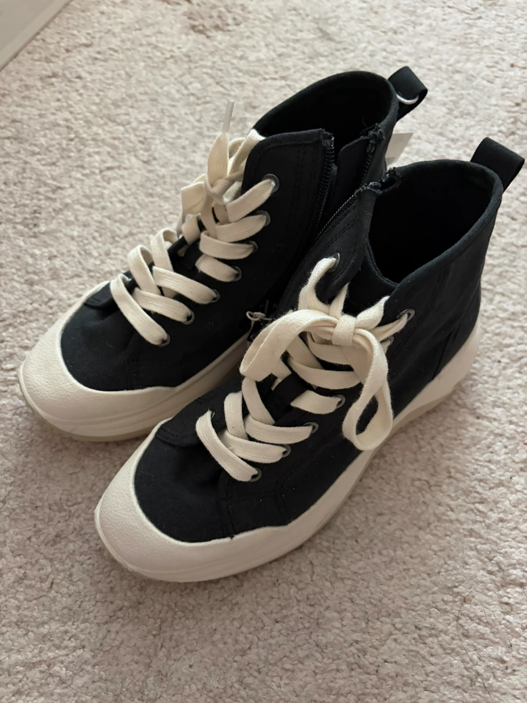 ZARA Black Canvas High Top Sneakers - photo 2
