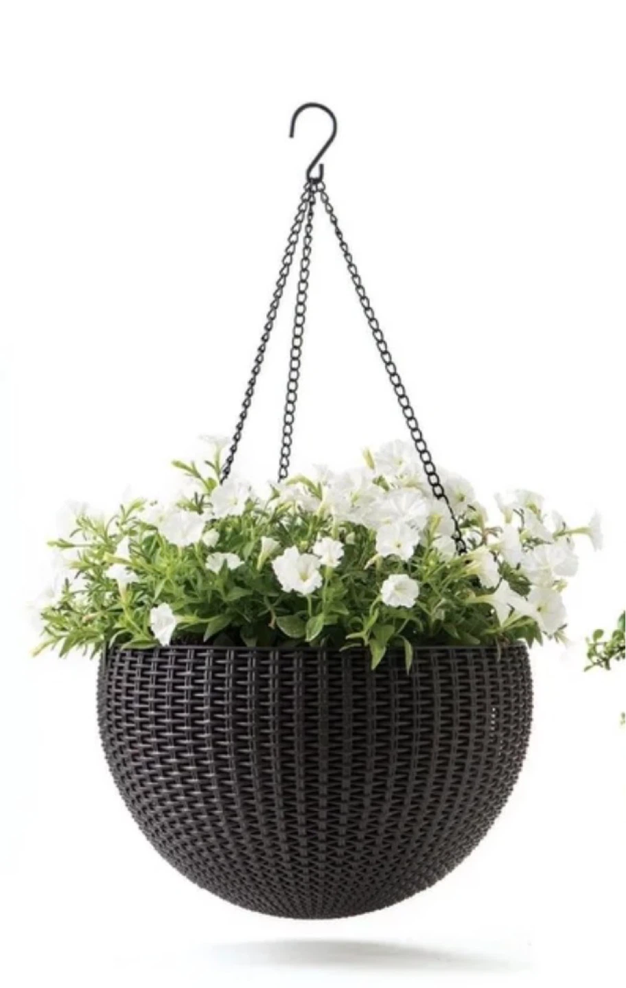 13.8” Hanging Planter Basket - Dark Brown Wicker Look - photo 2