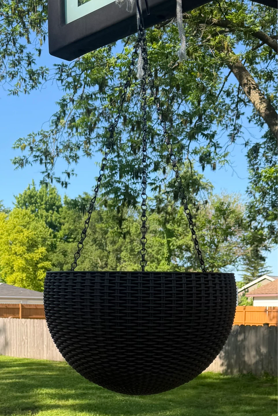 13.8” Hanging Planter Basket - Dark Brown Wicker Look