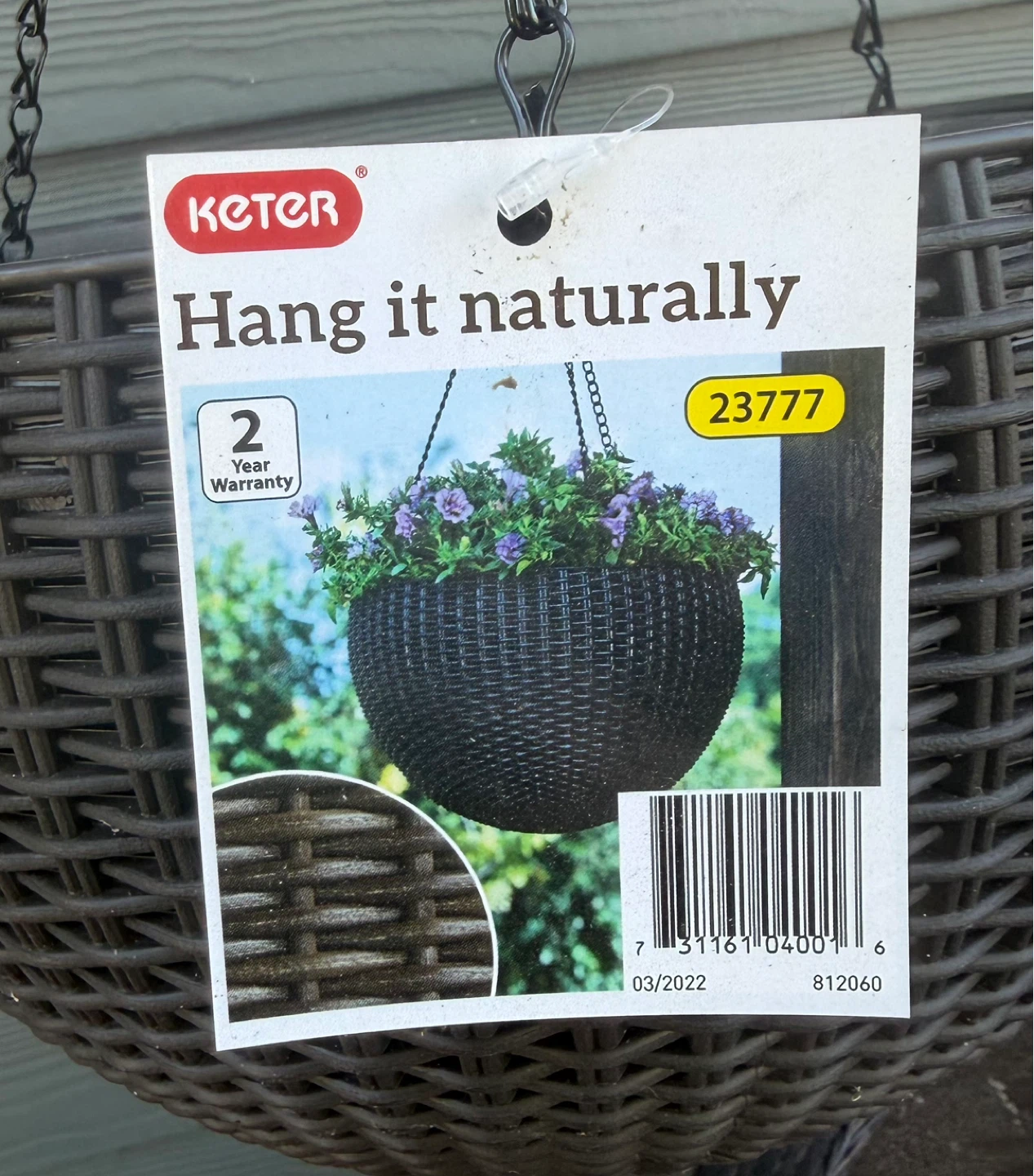 13.8” Hanging Planter Basket - Dark Brown Wicker Look - photo 4