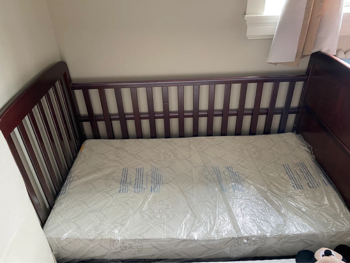 Dark Wood Baby Crib with Mattress - photo 5