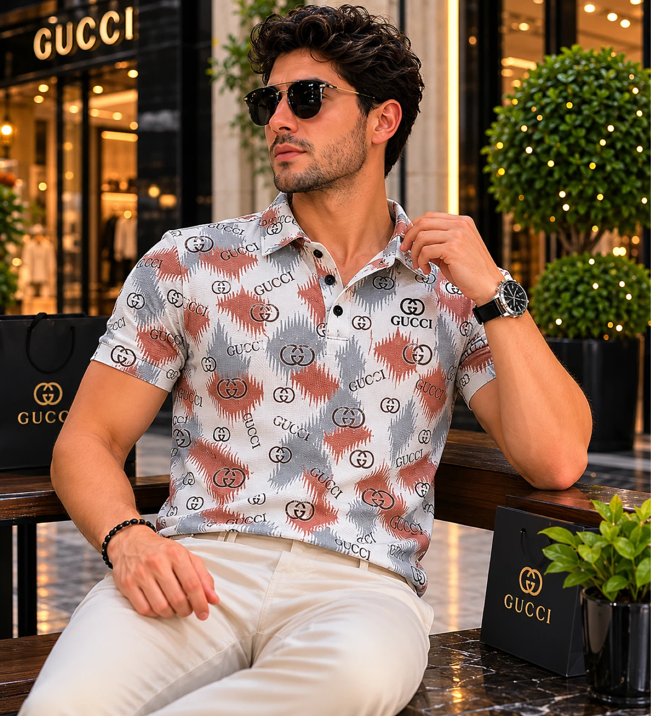Men's Gucci Monogram Polo Shirt Slim Fit - photo 4