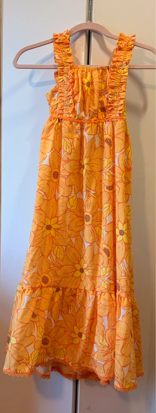Rachel Zoe Orange Floral Maxi Dress Girls Size 10