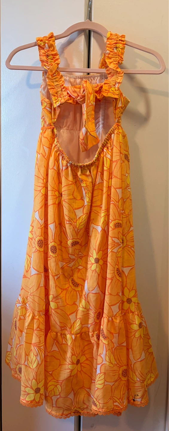 Rachel Zoe Orange Floral Maxi Dress Girls Size 10 - photo 2