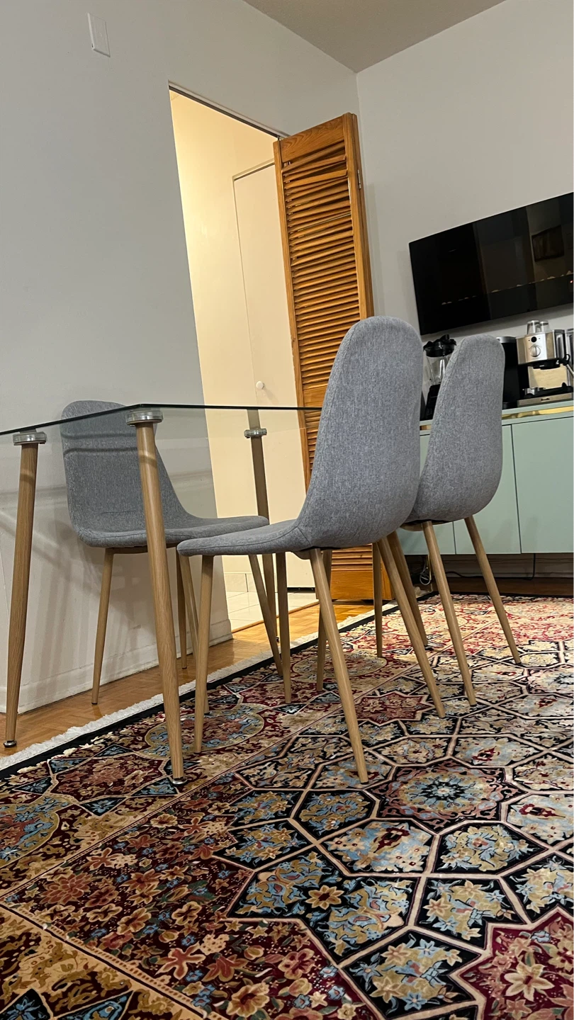 Glass Dining Table with 3 Chairs