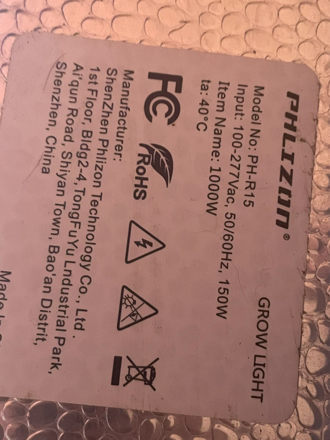 Phlizon PH-R15 1000W Full Spectrum LED Grow Light - photo 2