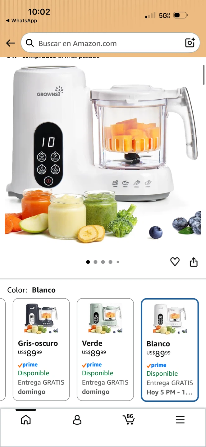 Grownsy White Baby Food Maker Steamer and Blender