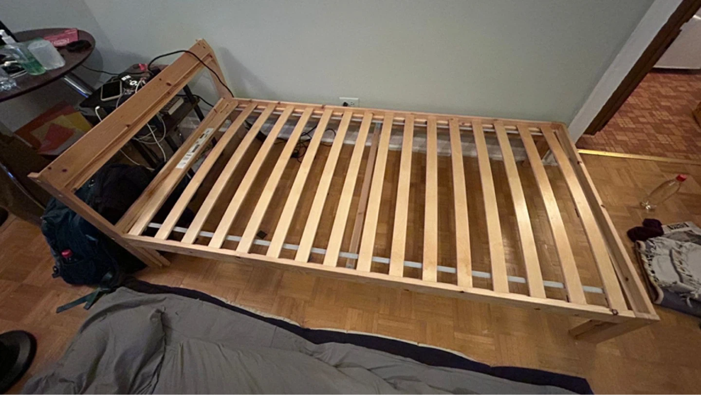 Twin size Wooden Bed Frame + Free Mattress