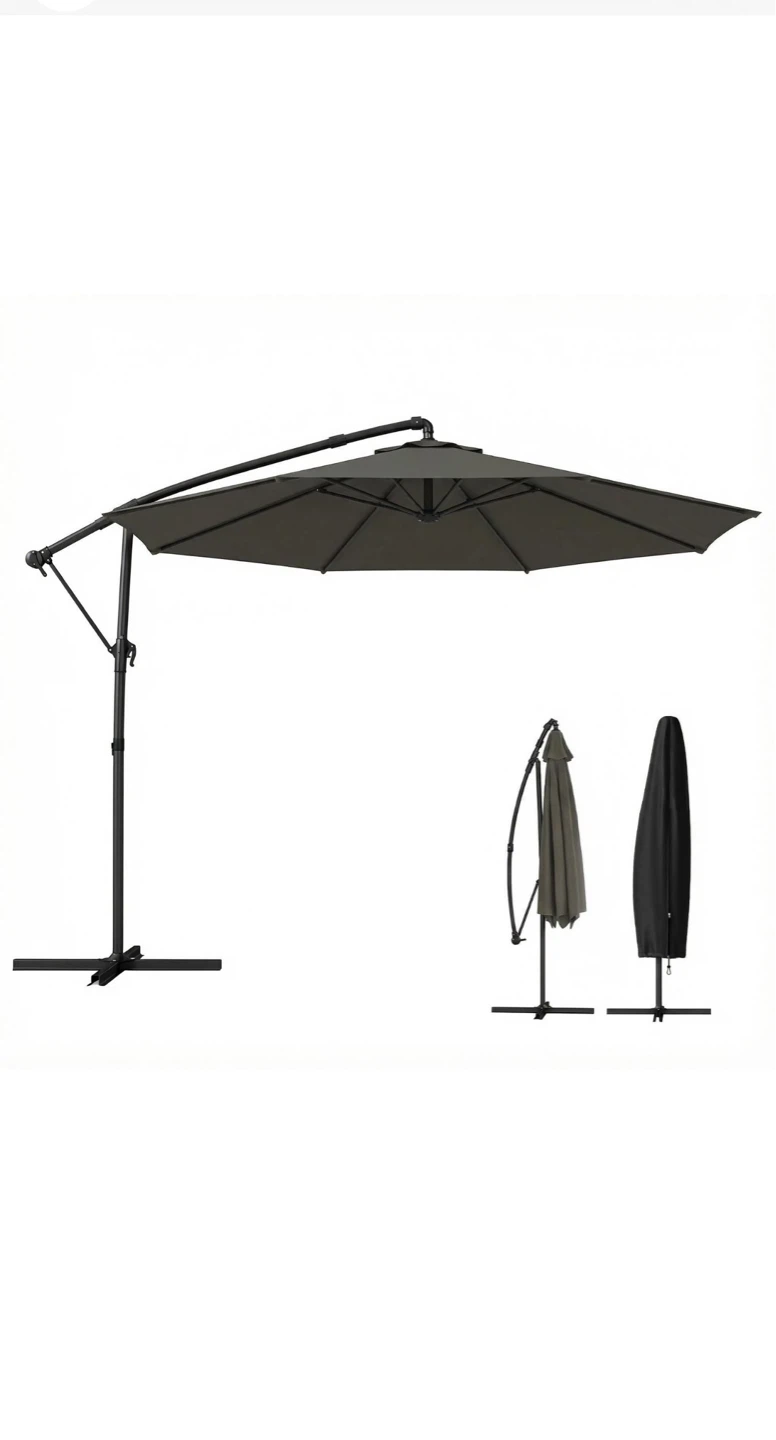 Gray Cantilever Patio Umbrella.