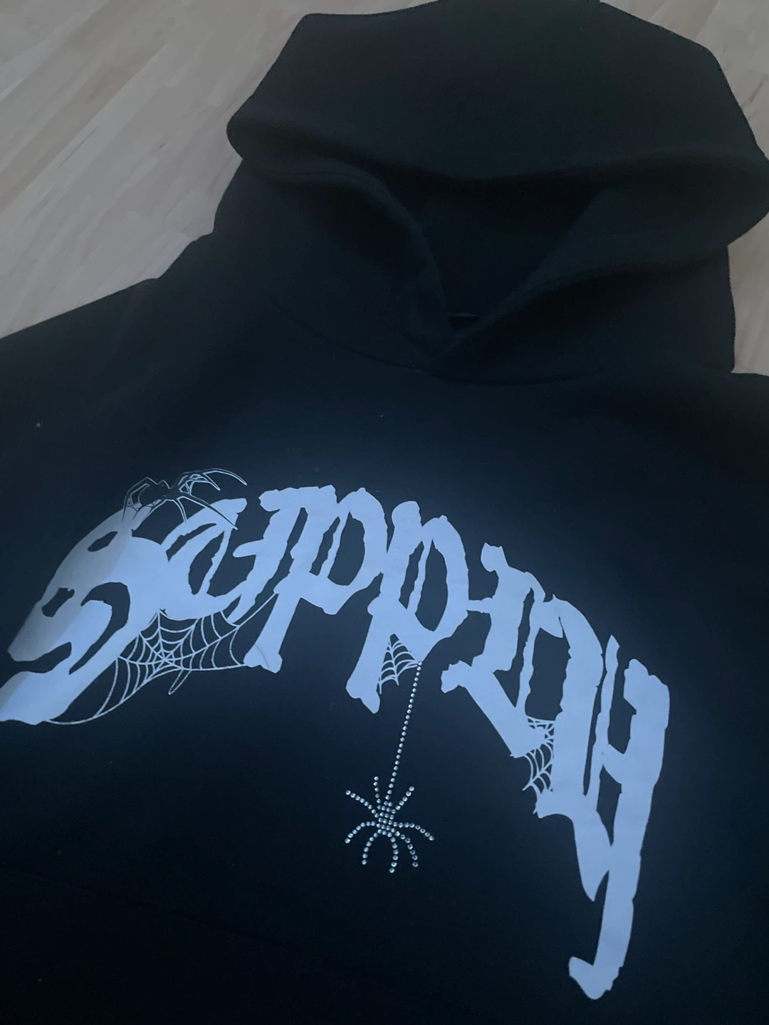 Supply & Demand Black Hoodie with Rhinestone Spiderweb - photo 2