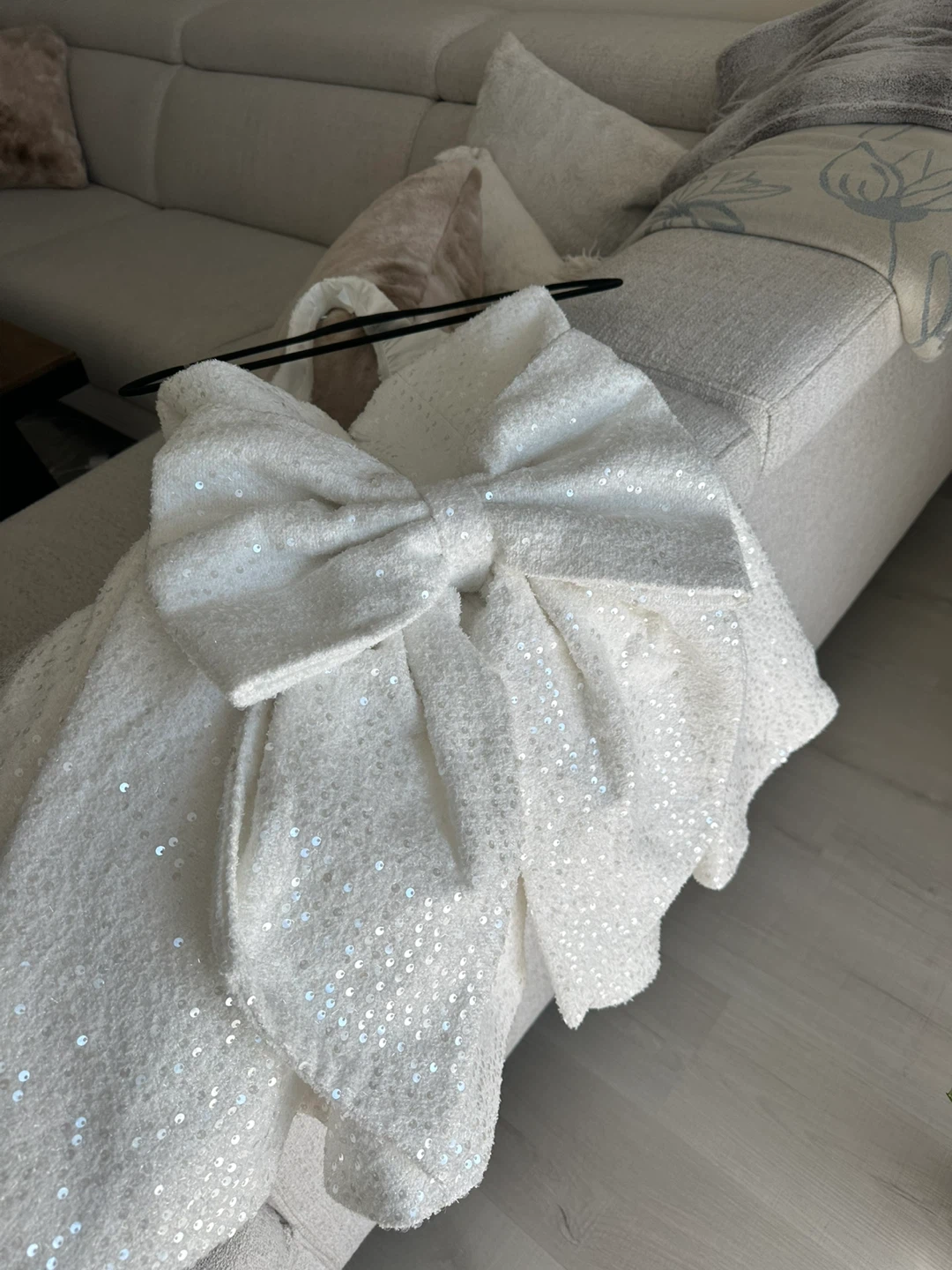 White sequin Mini Dress - Ivory colour - photo 5